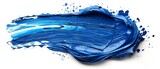 Top view of hand painted strokes of blue paint isolated on white backdrop with a space for text or product, Generative AI.