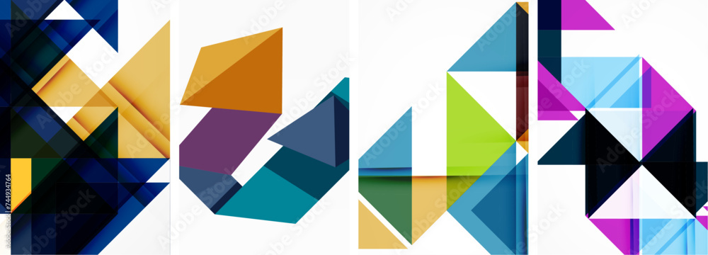 Triangle poster geometric background set Triangle poster geometric background set