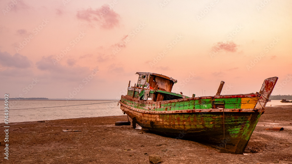 Abandoned Fishing Boat on The Beach