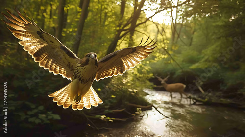 Hawk e veado ferido sendo liberados na natureza esperança e determinação na preservação da vida selvagem