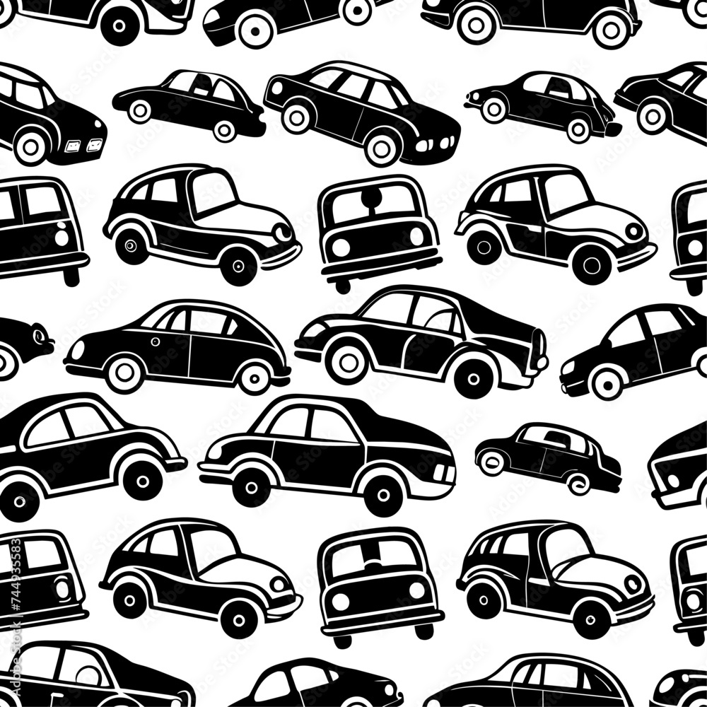cute cartoon seamless pattern with car 