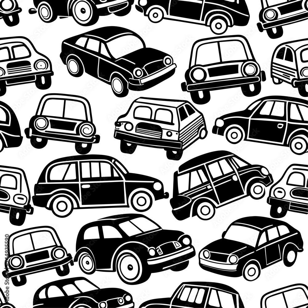 cute cartoon seamless pattern with car 