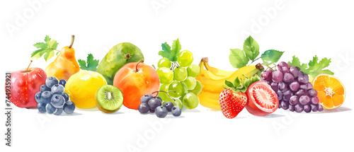 Collection multi-colored useful vegetables  fruits and berries isolated on white background.