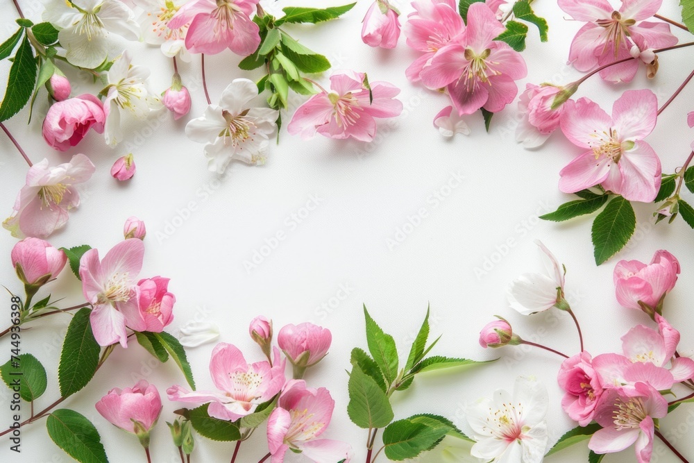 Colorful floral frame in white background