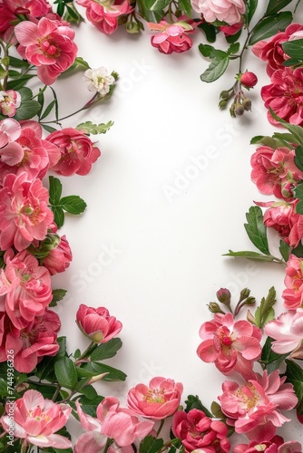 Vertical Pink Rose Garden Frame with Copy Space