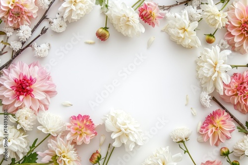 Colorful floral frame in white background