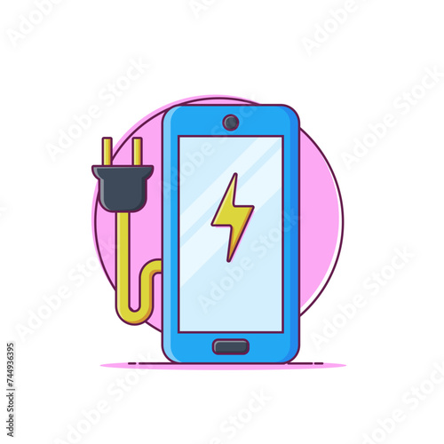 Phone battery charging concept cartoon vector illustration. Phone charging icon on white background