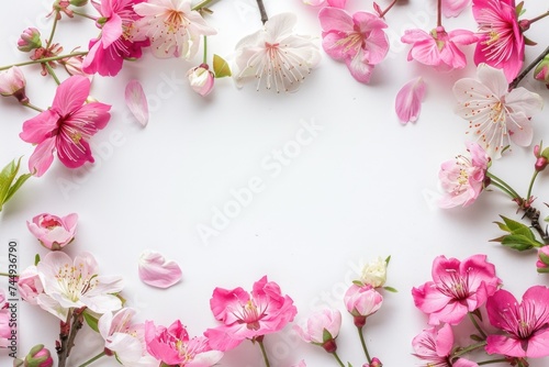 Colorful floral frame in white background © art