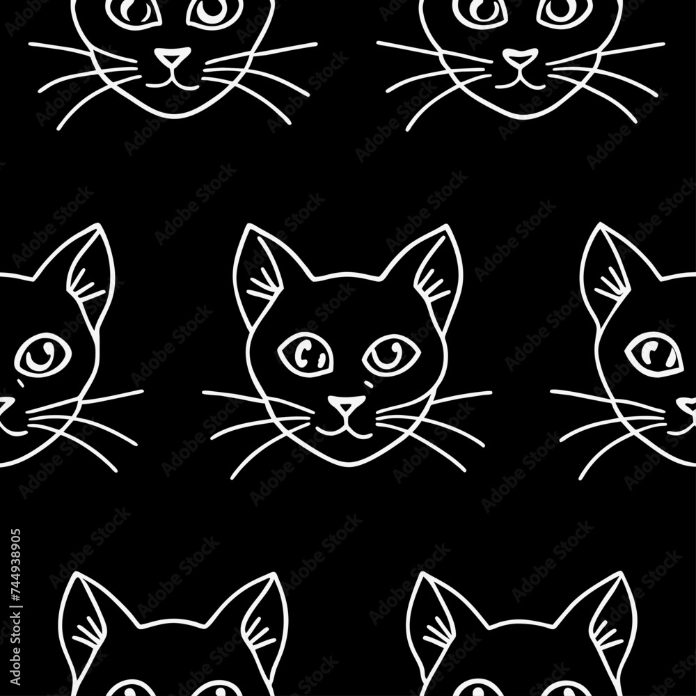 Obraz premium seamless pattern with cute cartoon cats