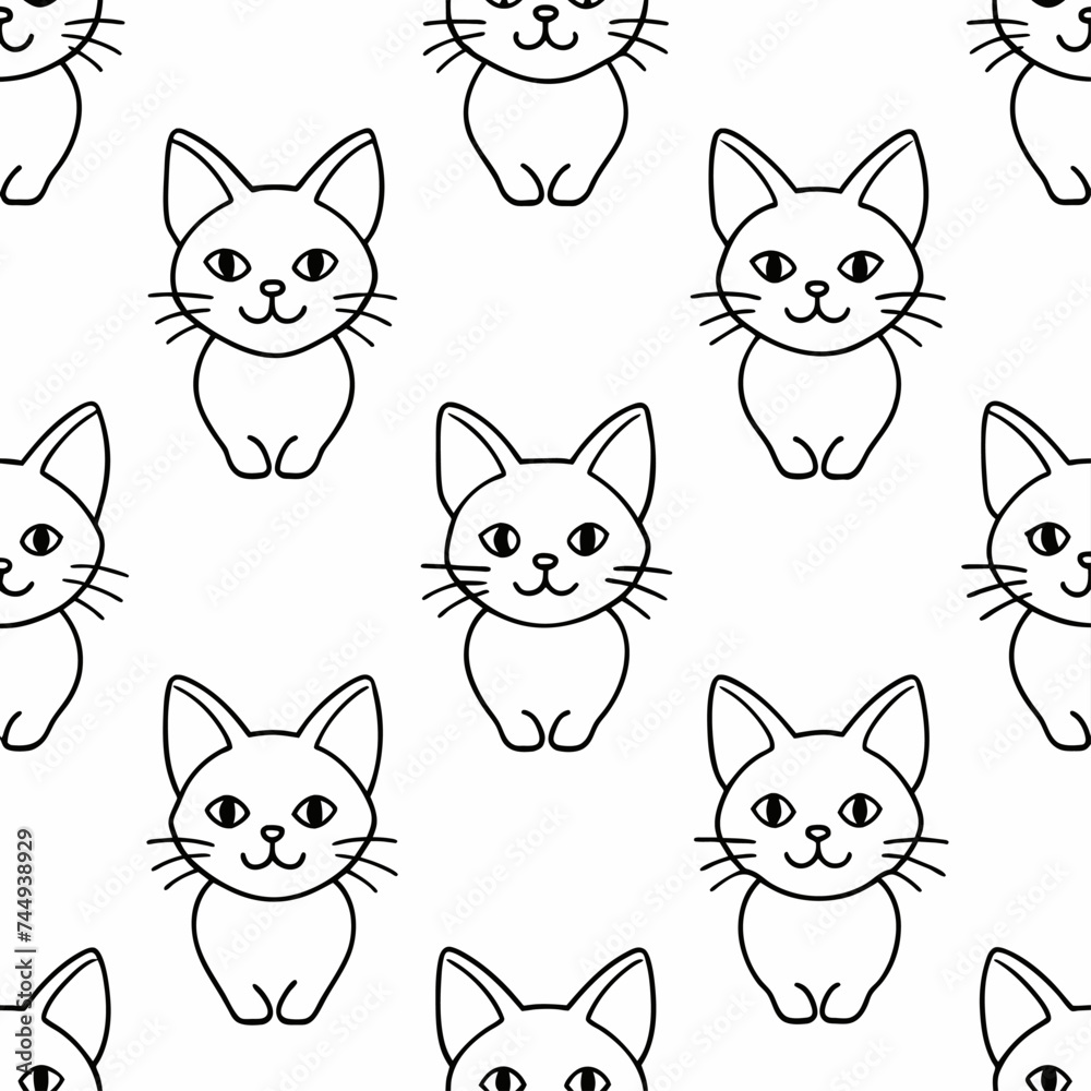 seamless pattern with cute cartoon cats