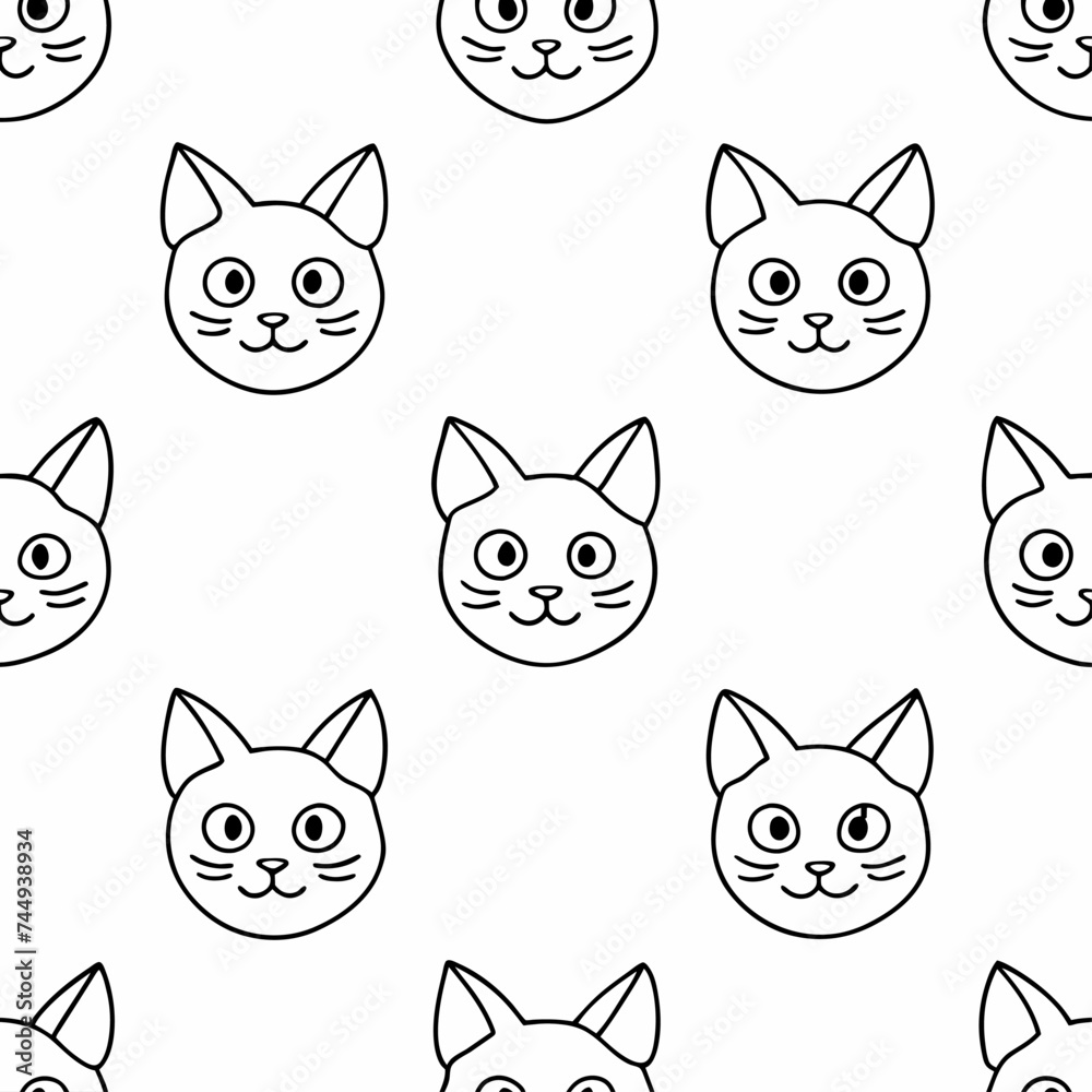 seamless pattern with cute cartoon cats