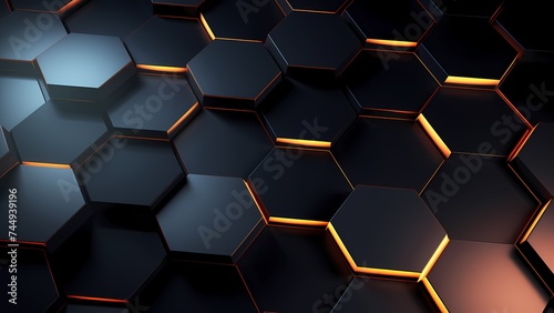 Shiny Glowing Hexagon Abstract Background