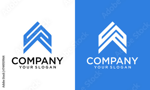 Creative Letter CR house roof shape logo, creative real estate monogram logo style