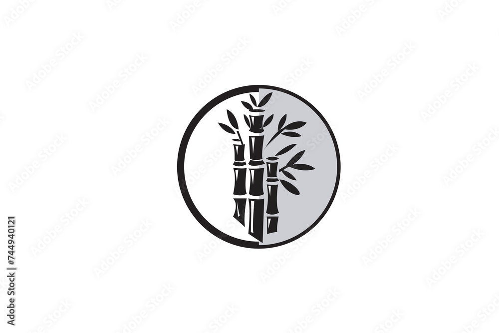 bamboo vector logo simple black and white background