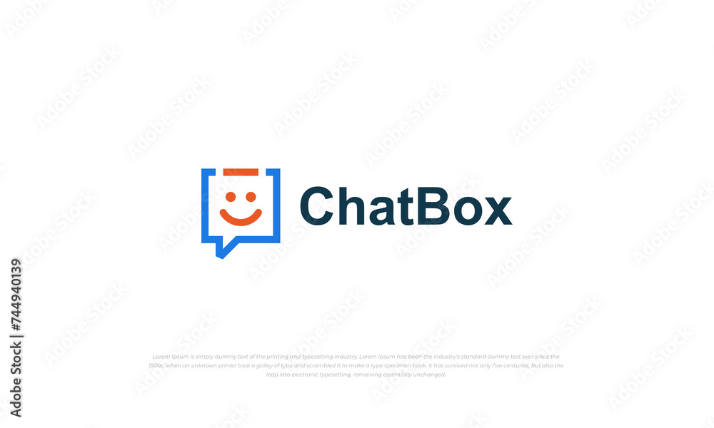 pictogram logo for chat box, combination of abstract speech bubble and smiley face