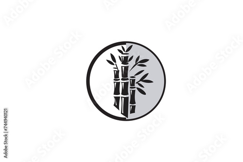 bamboo vector logo simple black and white background