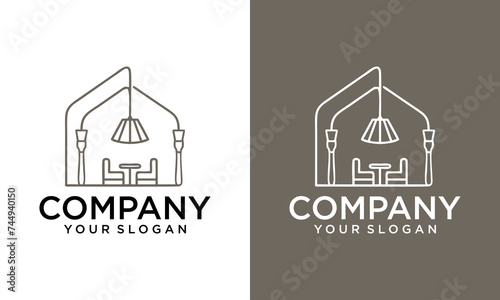 Home Decor interior with chair indoor plant and home light logo design furniture logo design