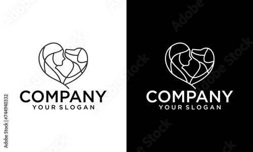 Creative human and dog animal charity logo with love. Pet lover. People, Cat and Dog.Pet care logo. illustration women hug dog and cat, heart pet
