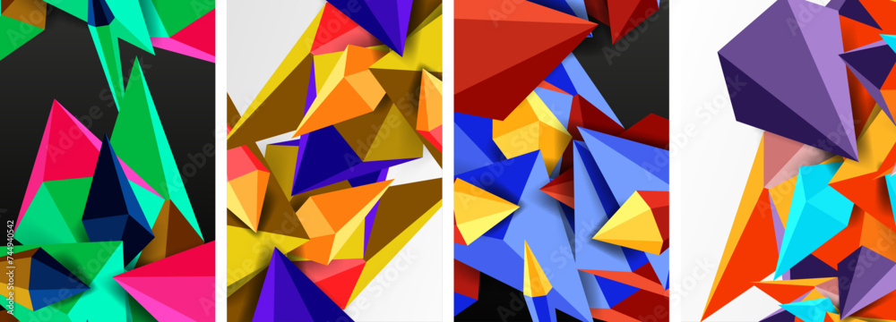 Triangle abstract concepts poster set with geometric minimal designs Triangle abstract concepts poster set with geometric minimal designs