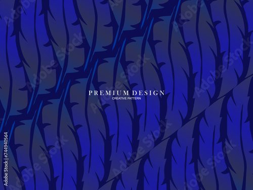 Blue feather premium background. Abstract dynamic composition. Modern vector feather illustration.