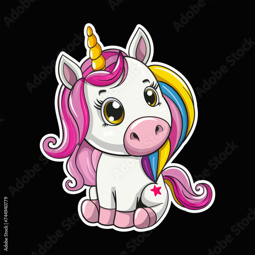 Cute unicorn sticker vector
