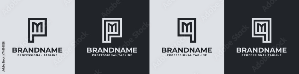 Modern Initials PM and QM Logo, suitable for business with PM, MP, QM, or MQ initials