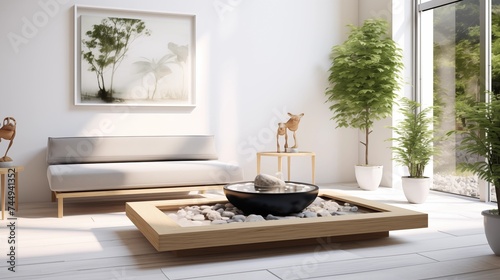 Modern Zen Garden Oasis Infuse your sunroom with modern Zen garden vibes