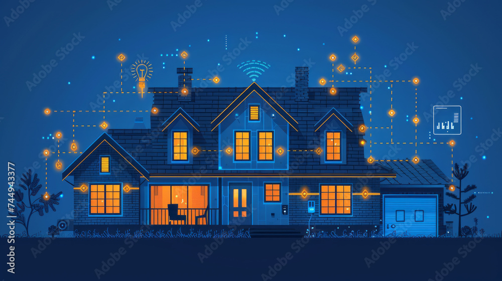 Vector, smart house with networks communication,generative ai
