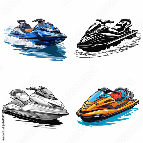 Jet Ski (Personal Watercraft). simple minimalist isolated in white background vector illustration