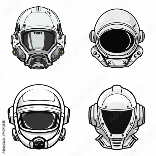 Alien Spacesuit Helmet (Futuristic Helmet). simple minimalist isolated in white background vector illustration