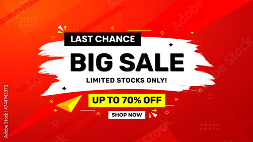 Big Sale Banner vector template. Offer Sale label and discounts background. Discount Promotion marketing poster design for web and Social.
