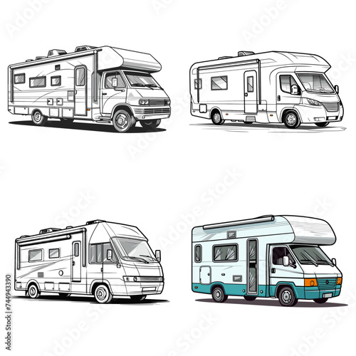 Motorhome (Mobile Home). simple minimalist isolated in white background vector illustration