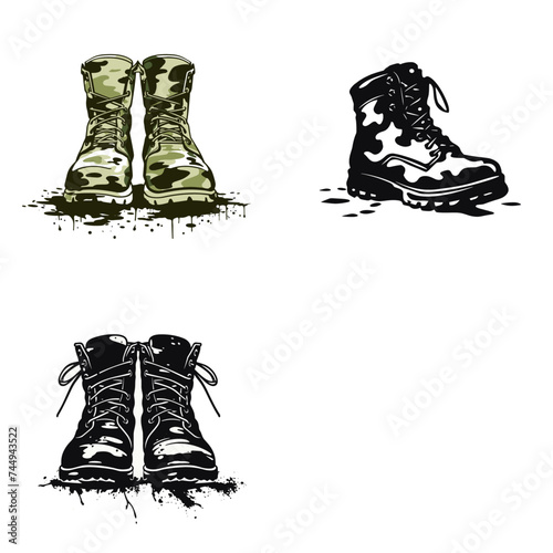 "Army Bootprint". simple minimalist isolated in white background vector illustration