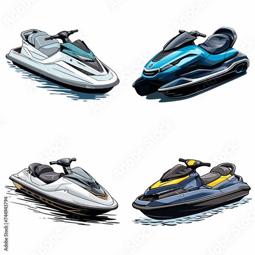 Jet Ski (Personal Watercraft). simple minimalist isolated in white background vector illustration