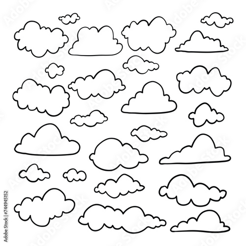 Set of cloud hand drawn vector 