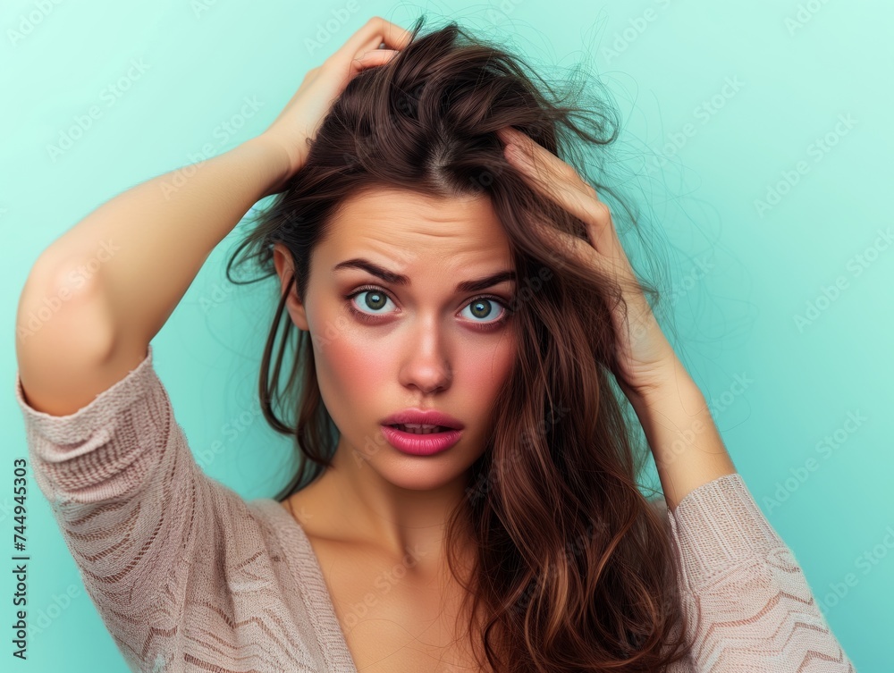 Woman makin Surprised and Curious Expression, Isolated Background