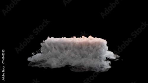 Dry ice heavy smoke 001 like liquid nitrogen, 24p isolated on black, slow motion photo