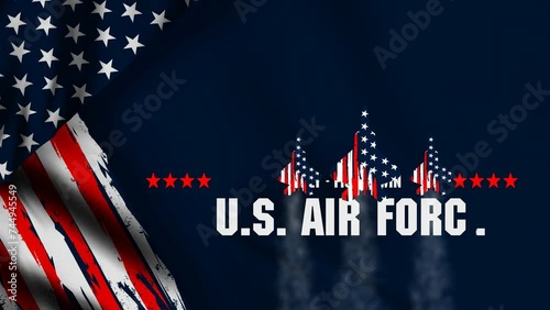 Animated US Air Force Birthday.   US Air Force. motion  September 18. Poster, Template, Card, Banner, Background Design photo
