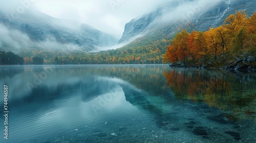 Beautiful Lovatnet lake, Norway, Panoramic view