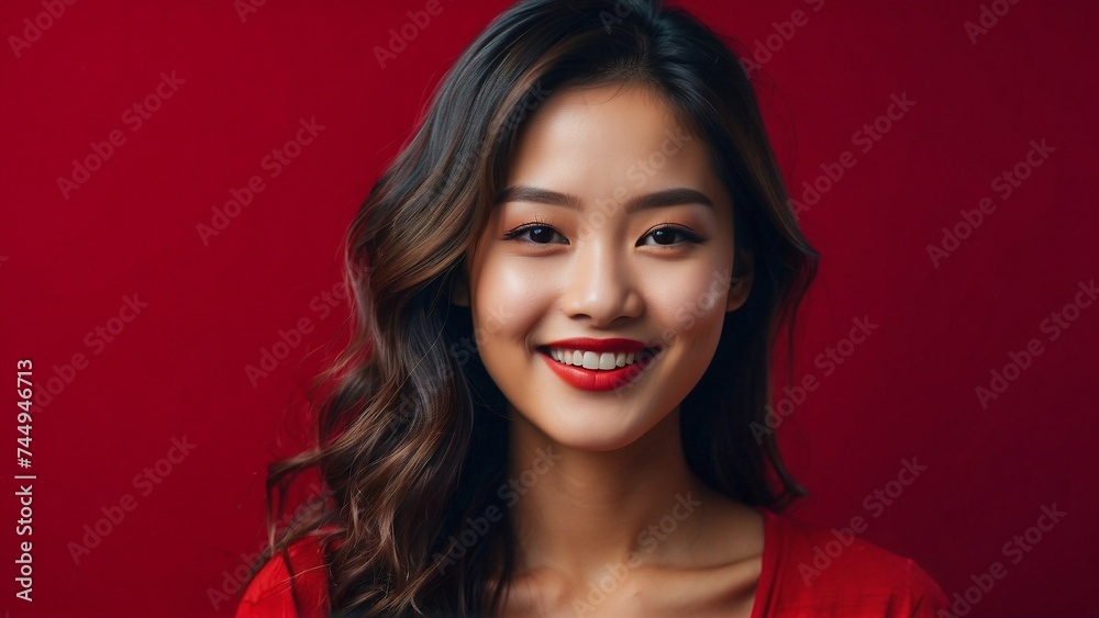 Model Against a Red Background Model Against a Red Background