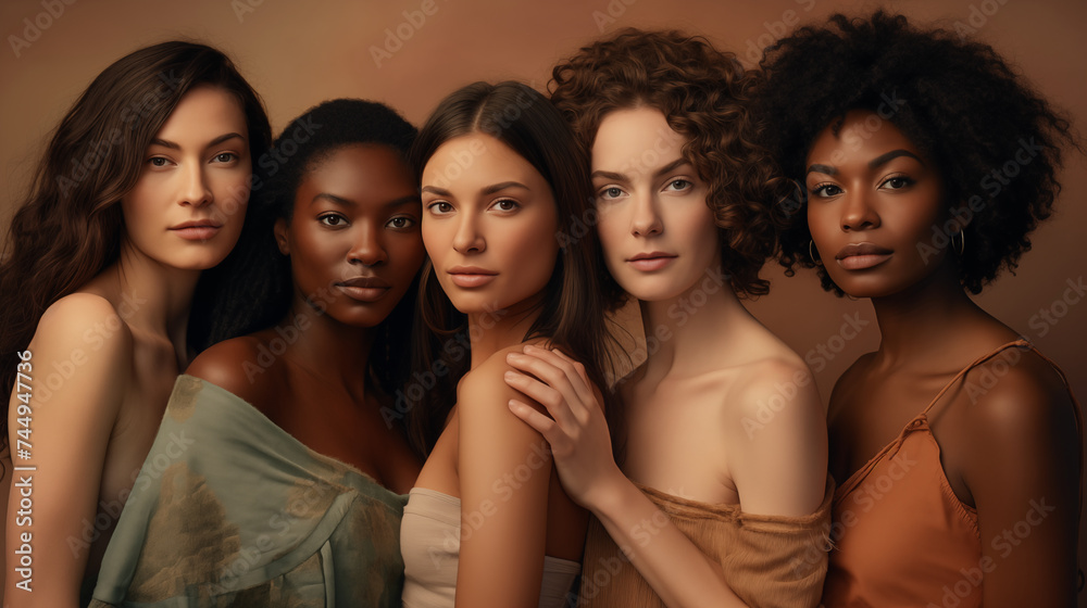 Obraz premium Portrait of difference woman diverse races, women's day concept