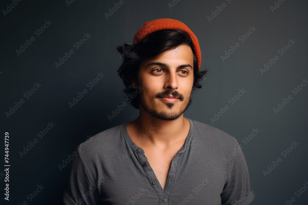 A Happy Handsome Man Standing Against Isolated Grey Background A Happy Handsome Man Standing Against Isolated Grey Background