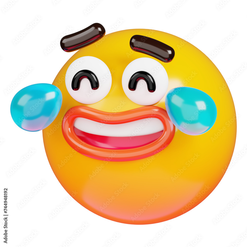 Laughing Face Emoji 3d rendering of emoticon on transparent background Laughing Face Emoji 3d rendering of emoticon on transparent background