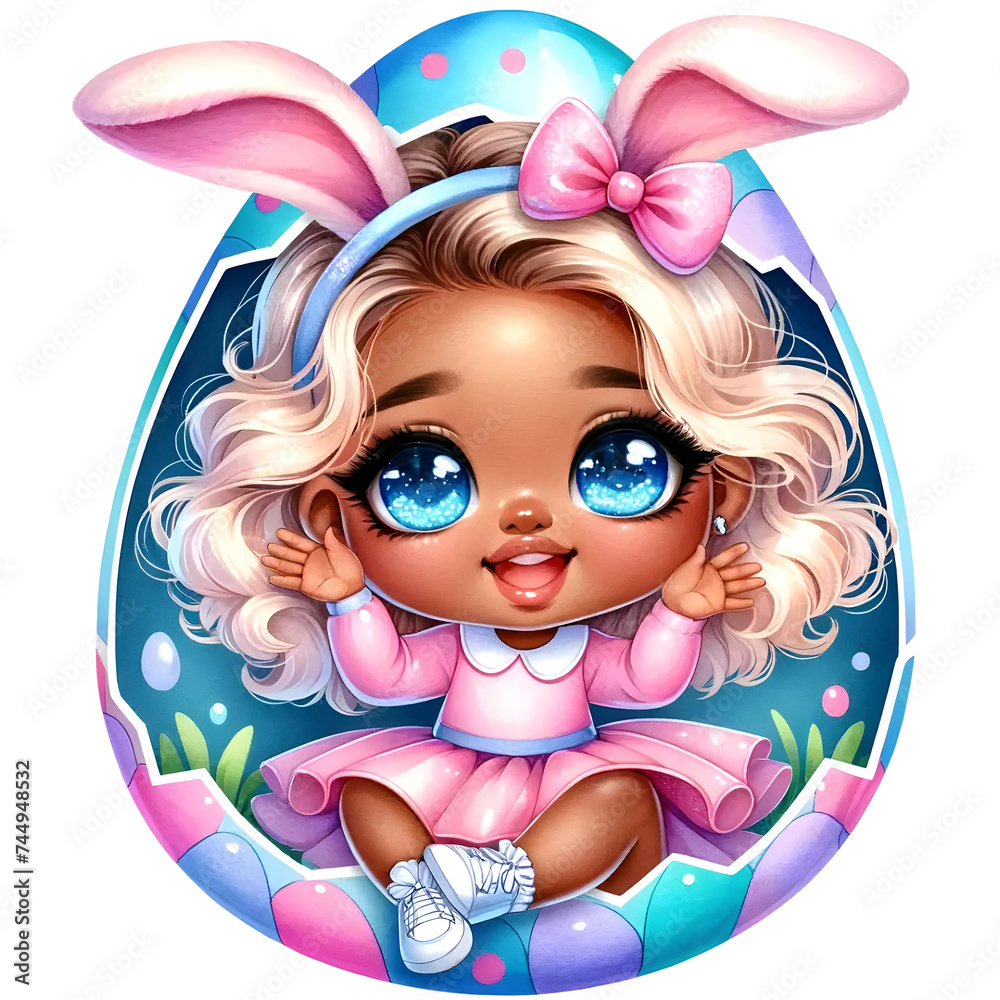 Joyful Easter Celebration Girl in Egg Frame Joyful Easter Celebration Girl in Egg Frame