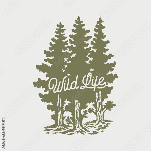tree illustration nature graphic logo design forest badge outdoor vintage nature emblem adventure