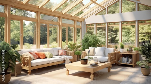 Sustainable Greenhouse Haven Design a sunroom as a sustainable greenhouse haven