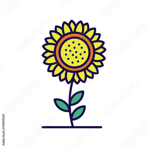 sunflower icon with white background vector stock illustration
