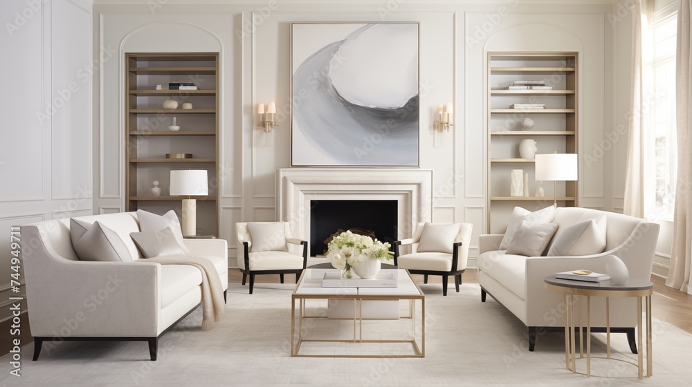 Fototapeta premium Transitional Tranquility Blend traditional and contemporary elements to create a transitional space that exudes tranquility and sophistication