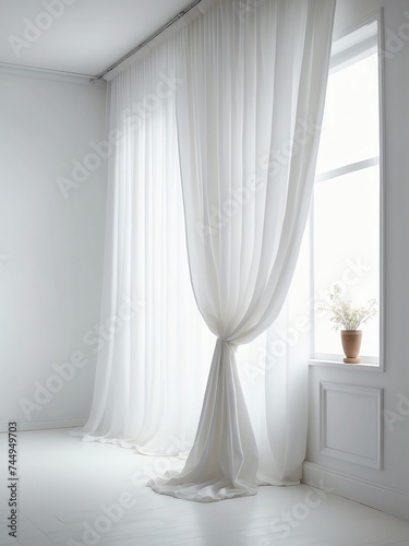 White curtain on a white room from Generative AI
