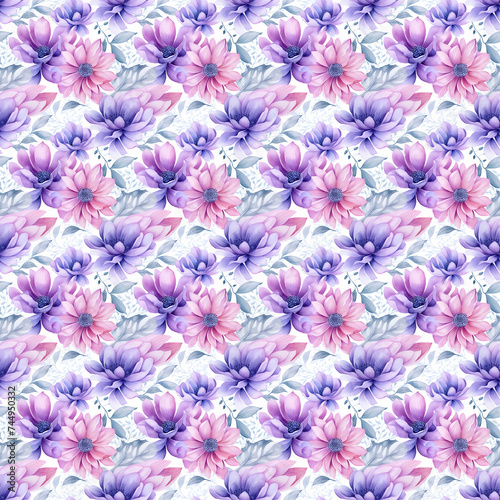 Purple Watercolor Floral Theme. A Stunning Pattern for Enhancing Your Space